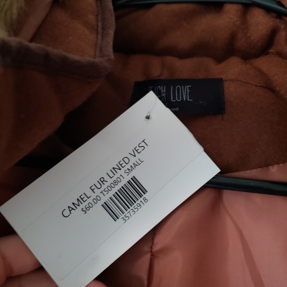 Peach Love Camel Fur Hooded Jacket Vest Small - Picture 3 of 4